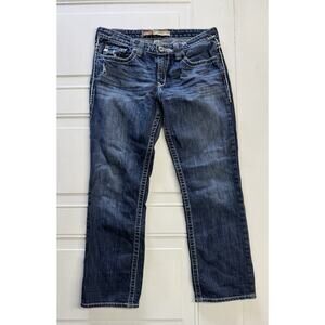 Big Star Womens Size 30 Maddie Straight Crop Mid Rise Blue Denim Stretch Jeans